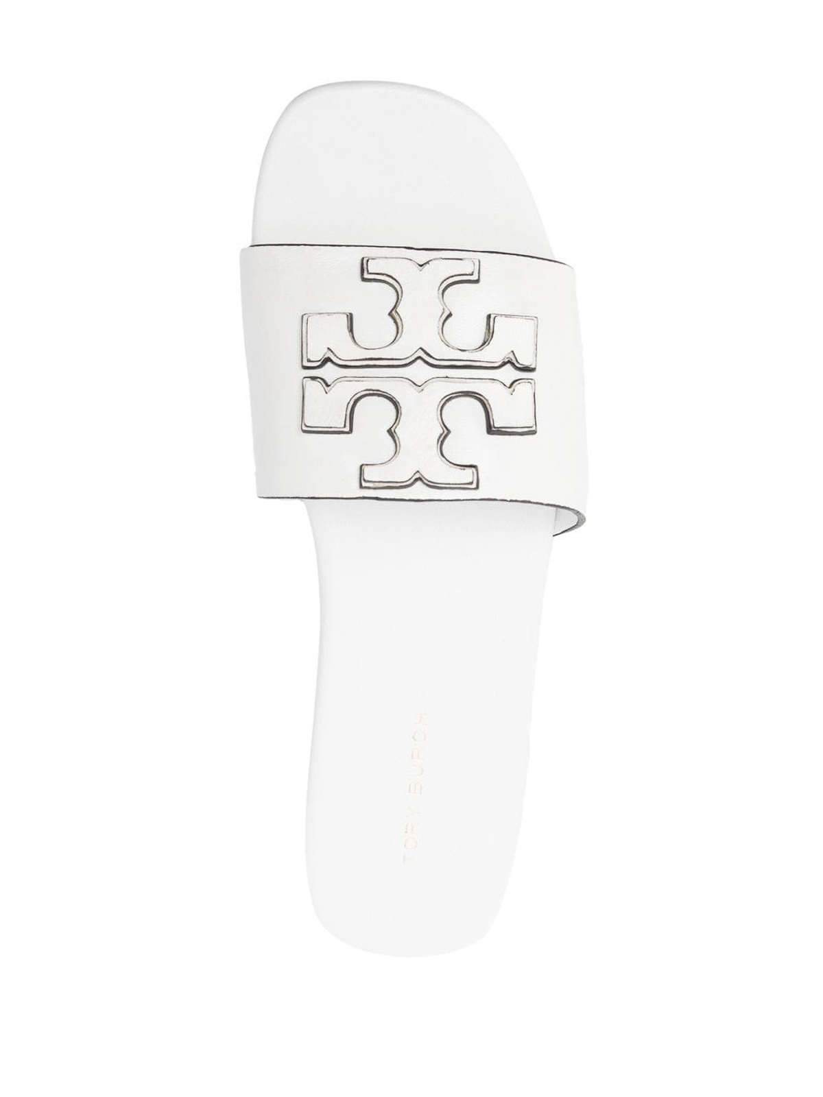 Shop Tory Burch Eleanor Leather Flat Sandals In White