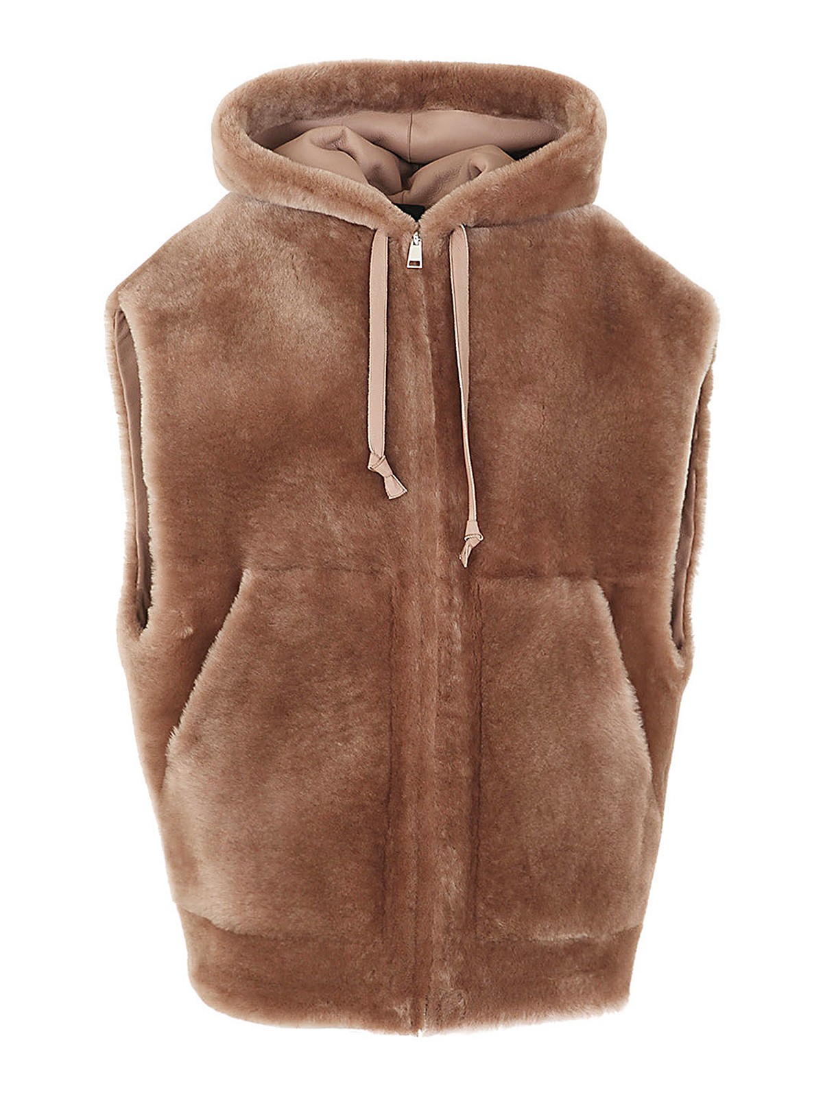 Blancha Shearling vest - Brown - Women|22053300MUD | thebs.com