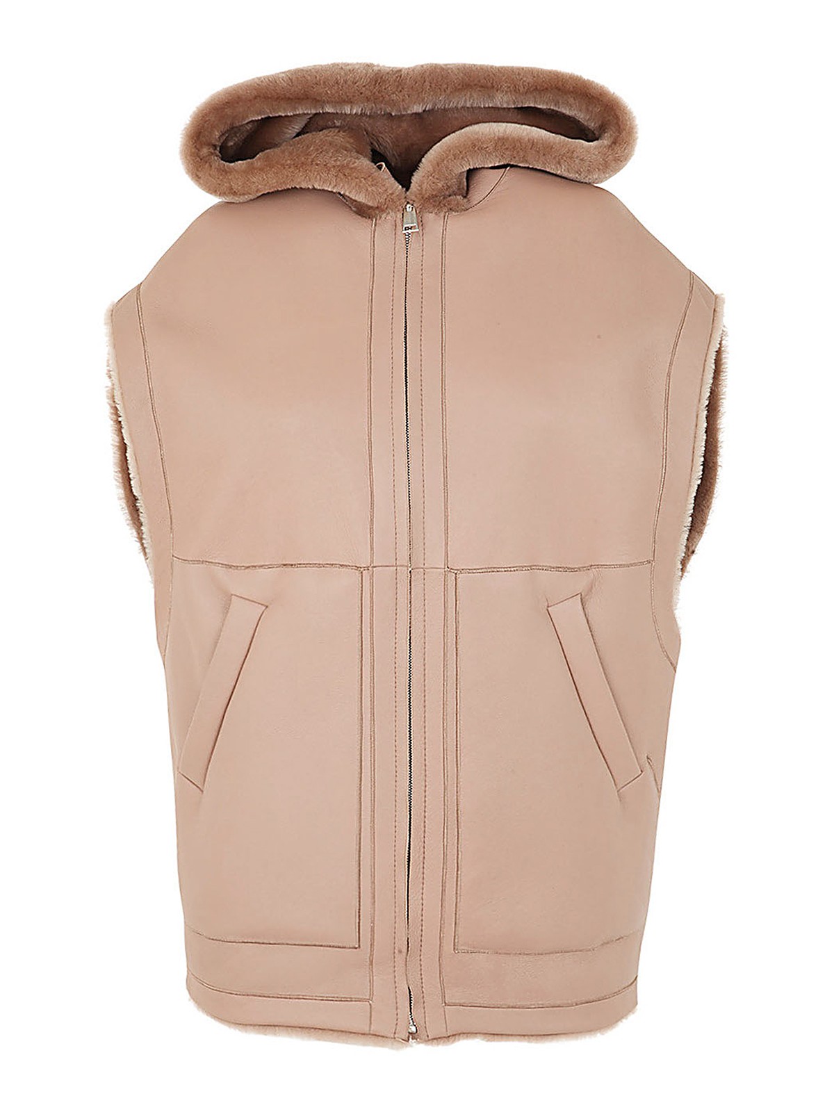 Blancha Shearling vest - Brown - Women|22053300MUD | thebs.com