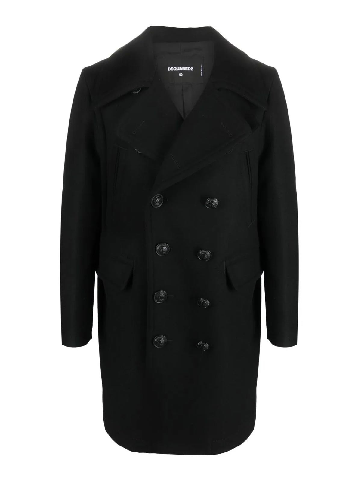 Dsquared2 Double Breasted Coat In Negro