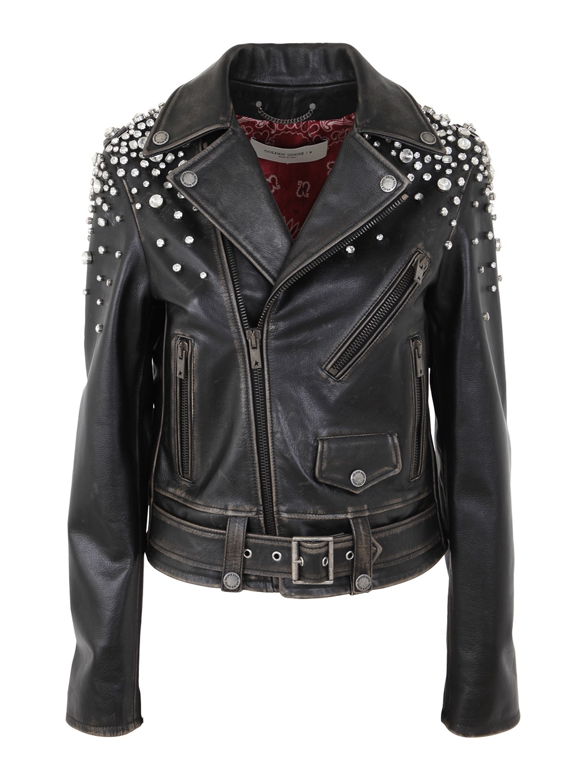 Shop Golden Goose Bull Leather Biker Jacket In Black