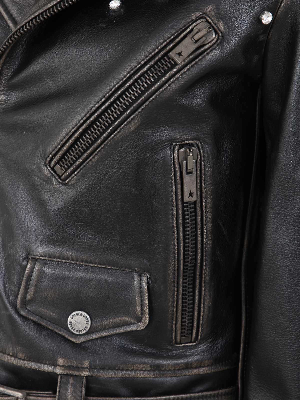Shop Golden Goose Bull Leather Biker Jacket In Black