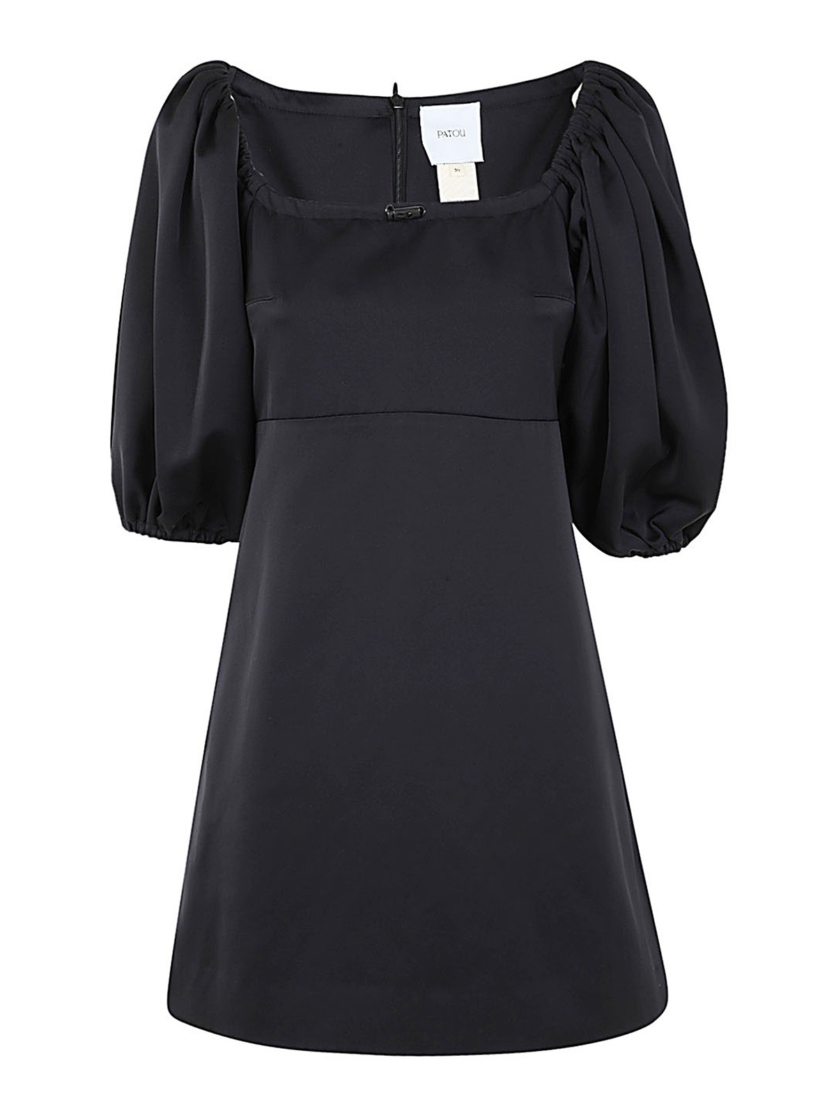 Shop Patou Volume Sleeves Drawstring Dress In Black