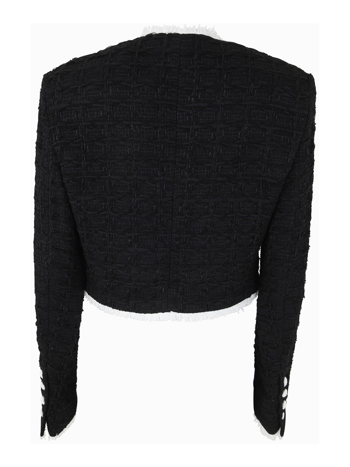 Balmain Contrasted tweed cropped jacket Black AF1SD060XC09EAB