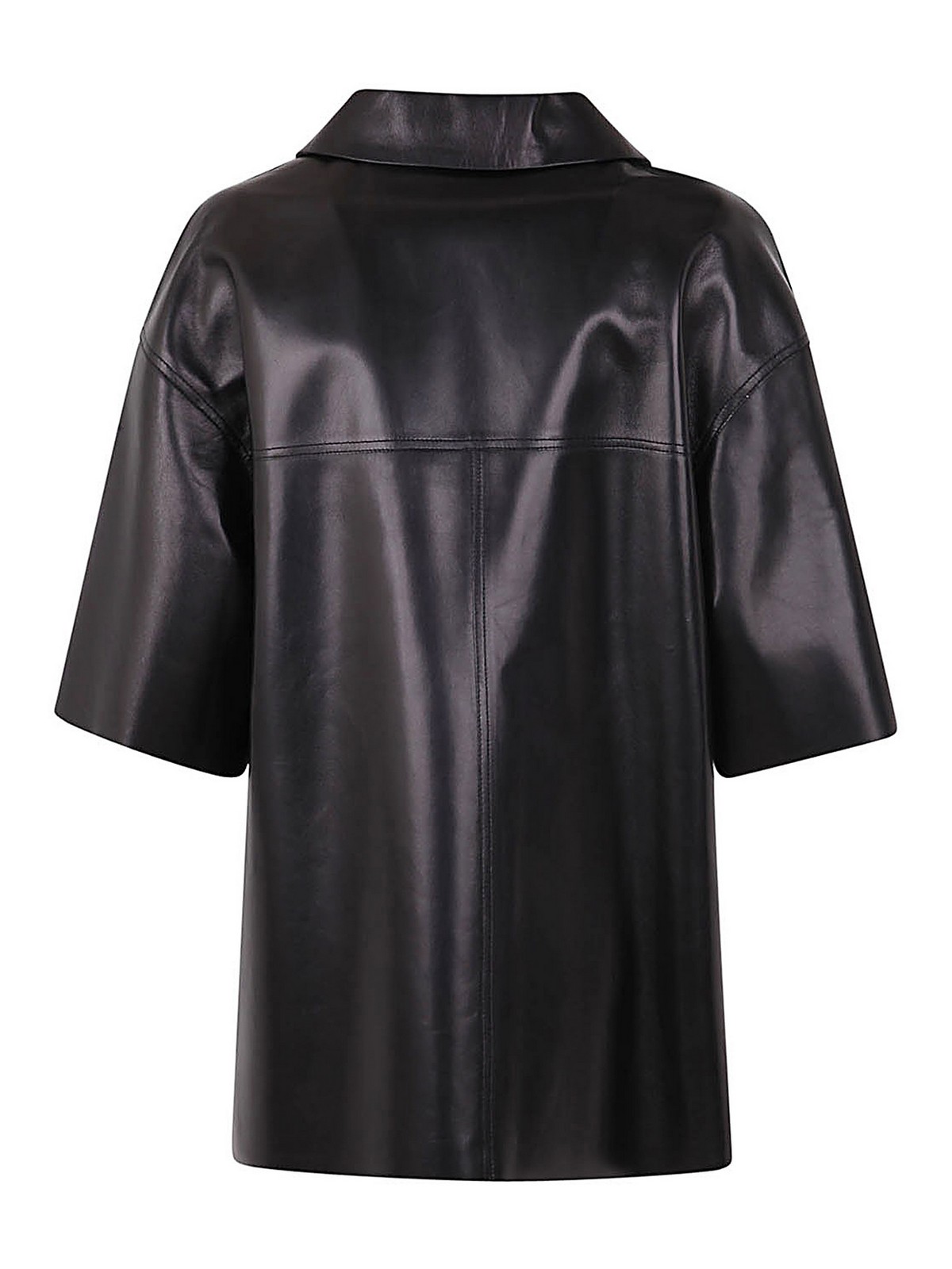 Shop Drm Leather Coat In Black