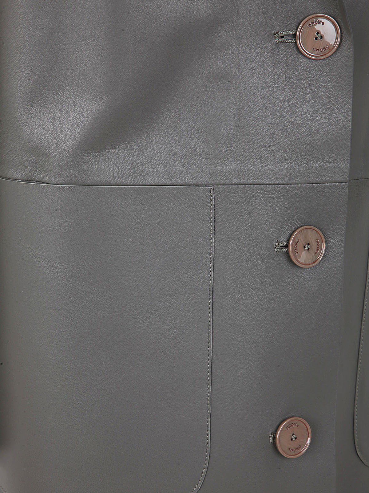 Shop Drm Boxy Leather Blazer In Grey