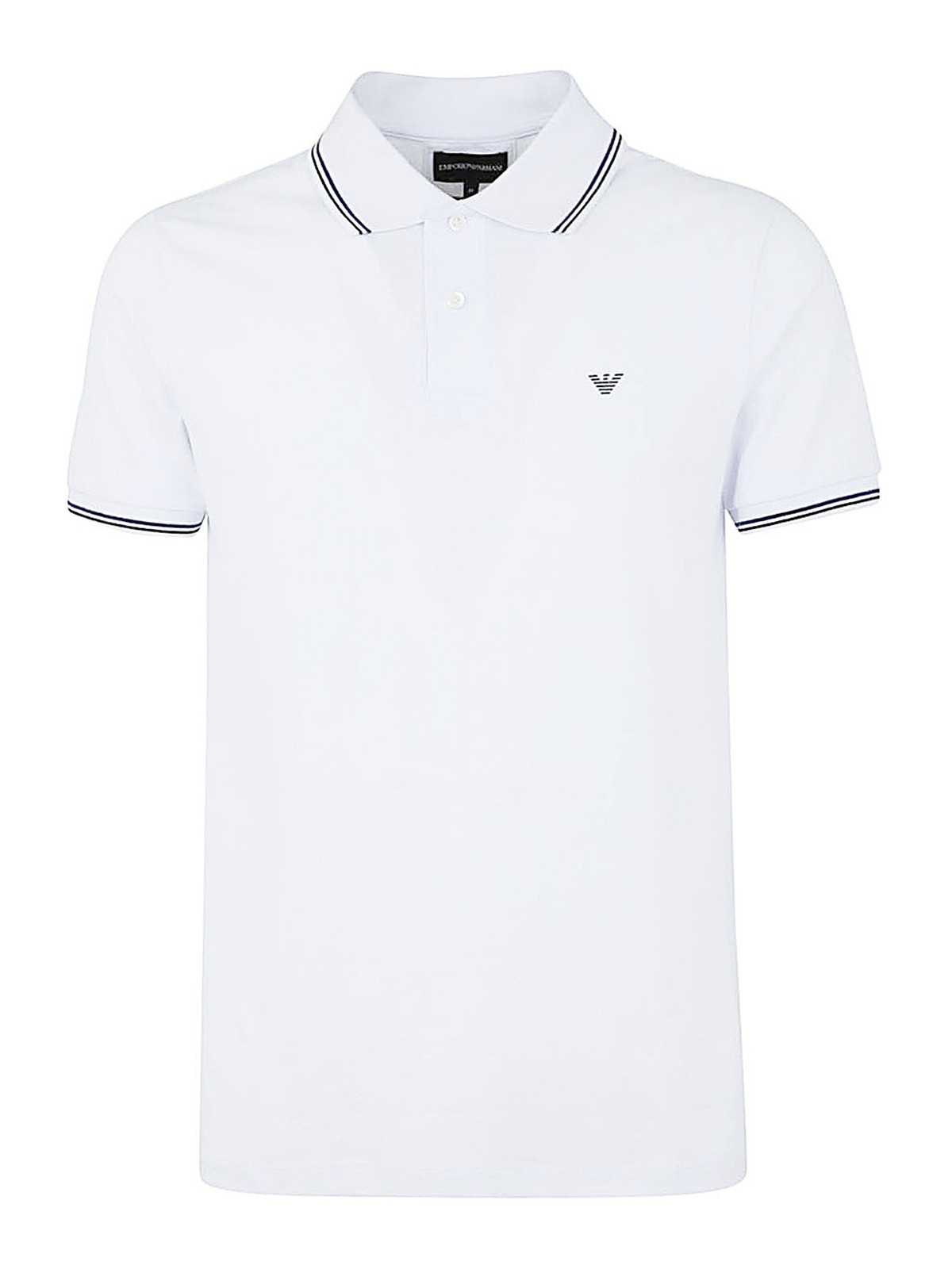Emporio Armani Short Sleeves Polo With Stripes On Neck In White