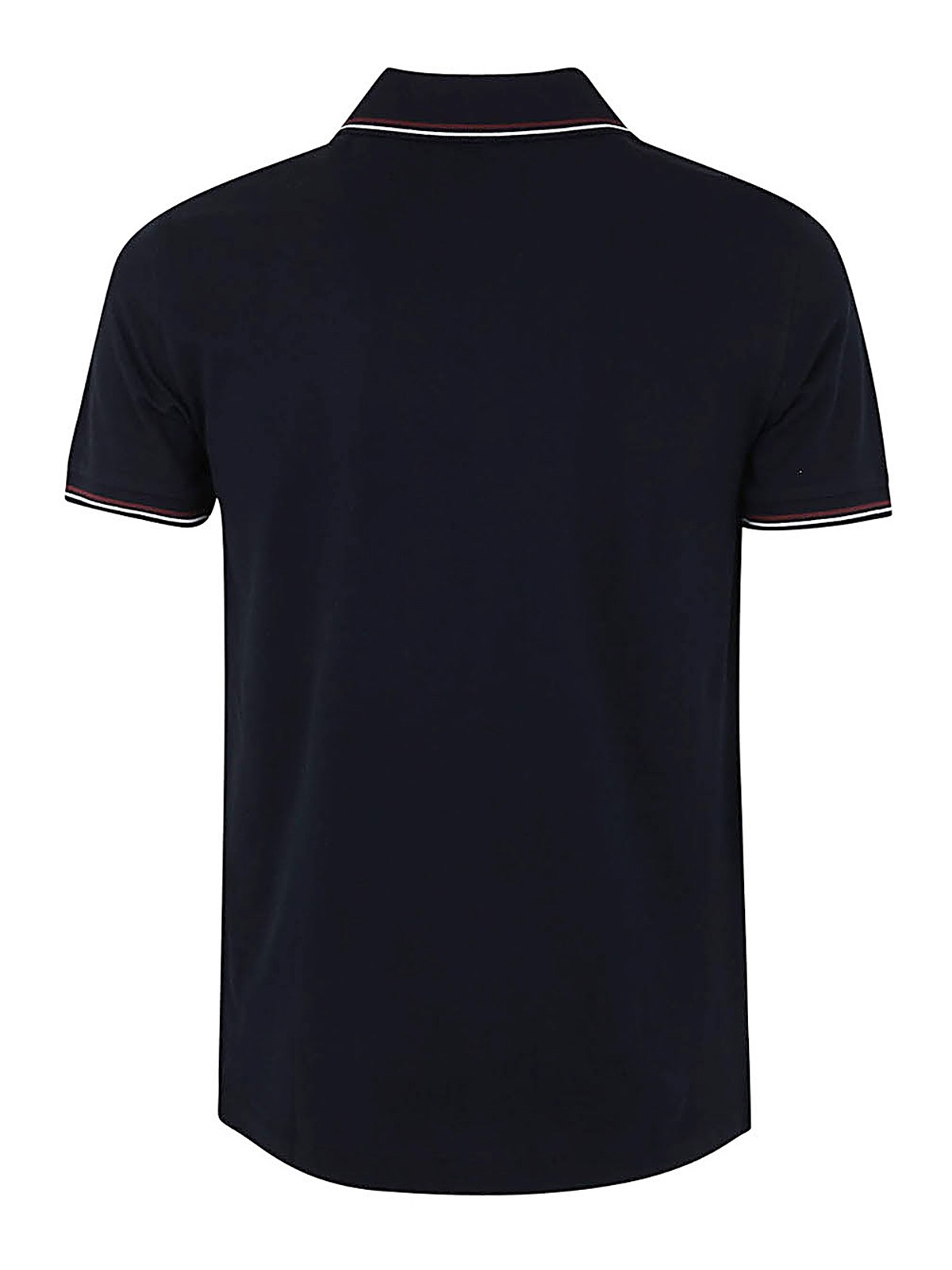 Shop Emporio Armani Short Sleeves Polo With Stripes On Neck In Blue