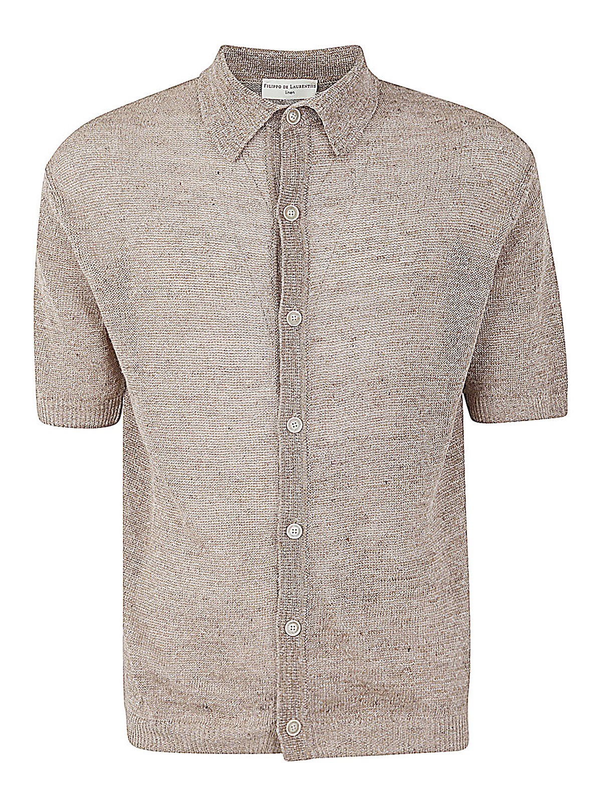 Shop Filippo De Laurentiis Short Sleeve Over Shirt In Brown