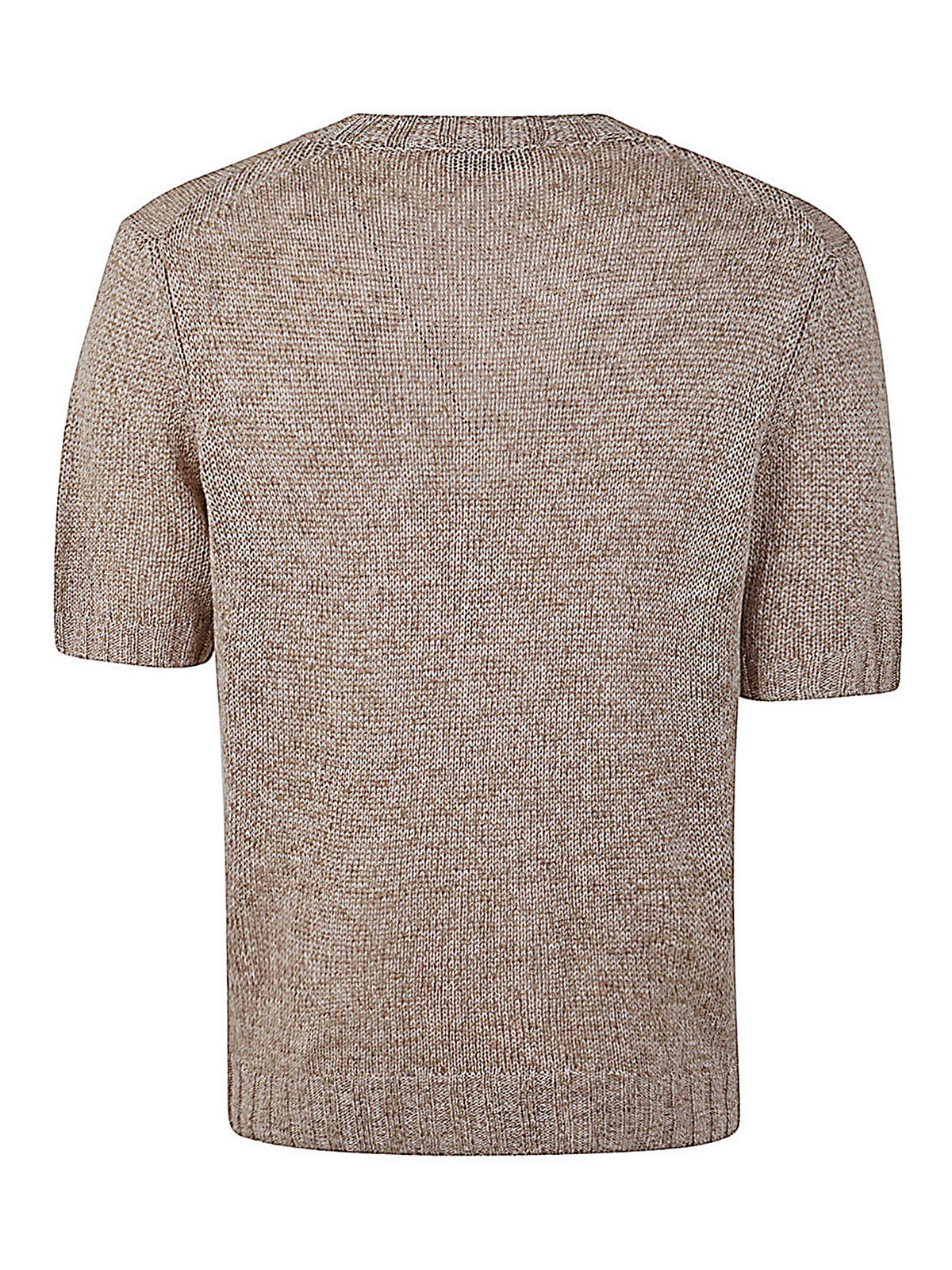 Shop Filippo De Laurentiis Short Sleeve Round Neck Pullover In Brown