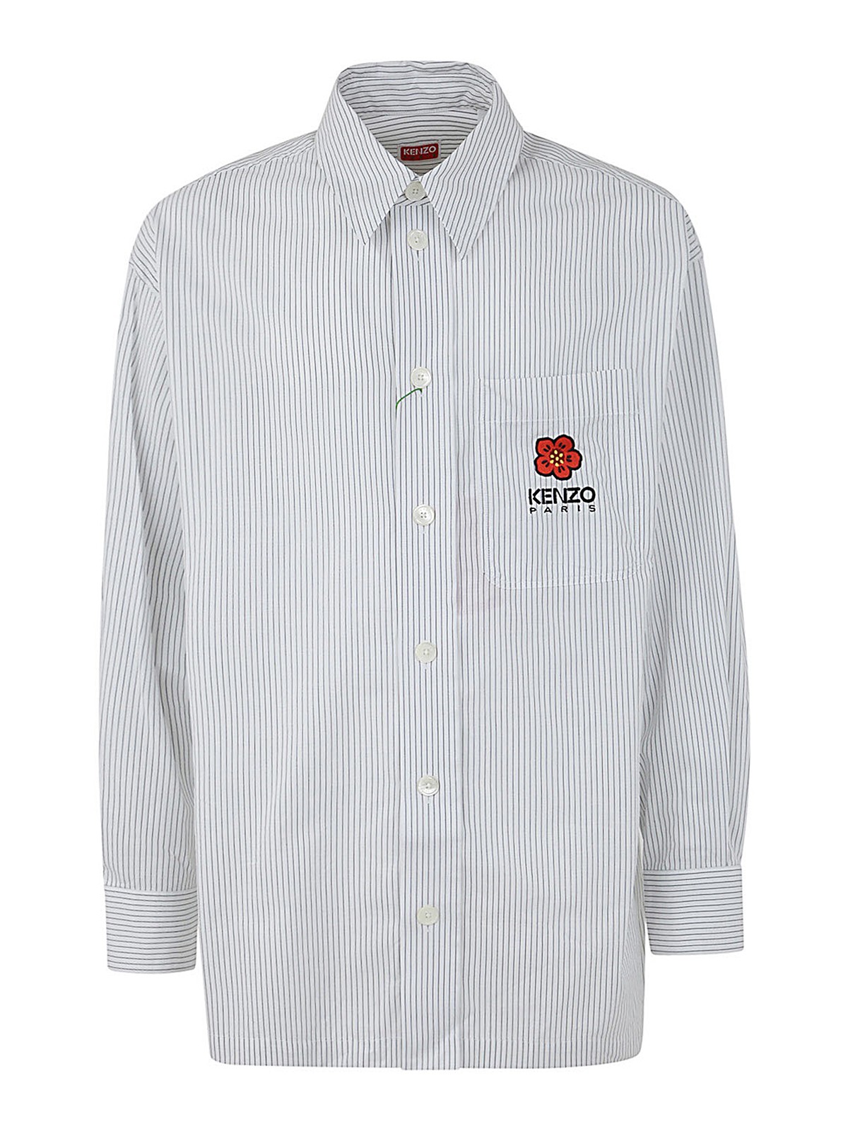 Shop Kenzo Boke Flower Crest Stripe Shirt In Azul