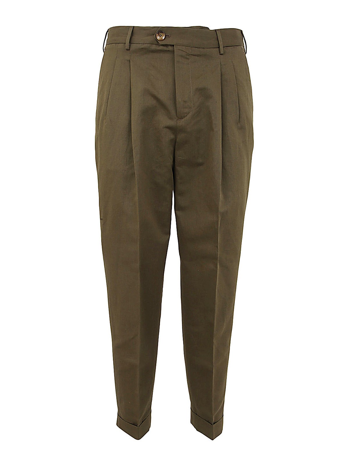 Pt Torino Man Reporter Trousers With Double Pences In Green