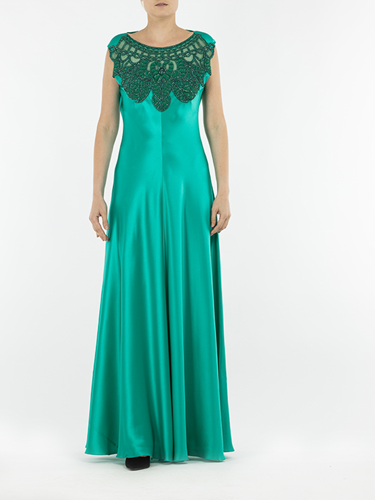 green dress for engagement Gorgeous Lace Flower Beaded V-neck Emerald Green Prom Dress Ball Gowns main image 0