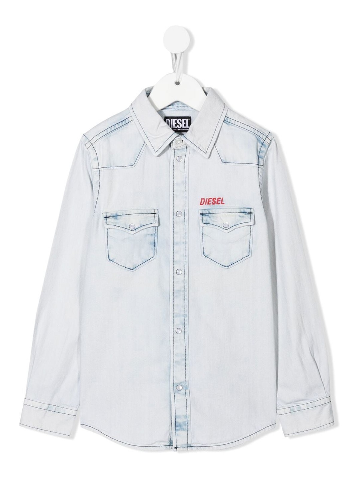 Logo-embroidered denim shirt