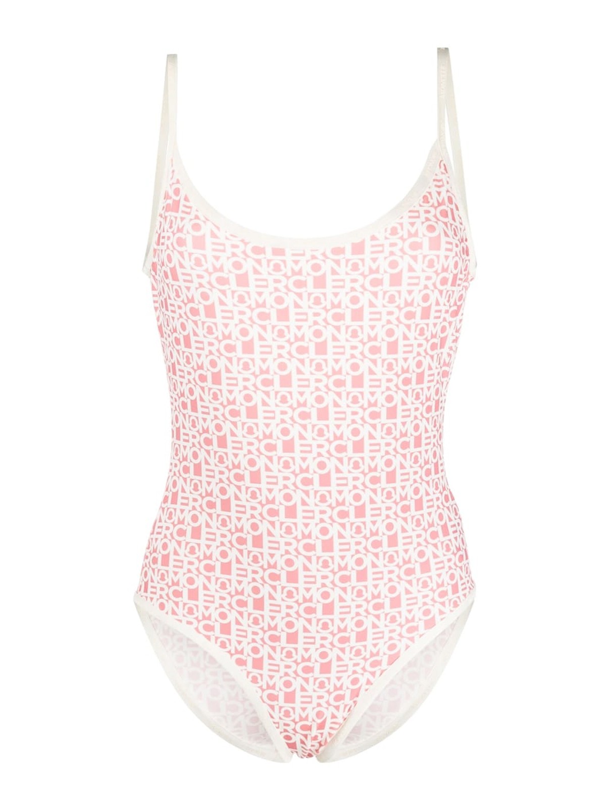Shop Moncler Logo-print Swimsuit In Nude & Neutrals
