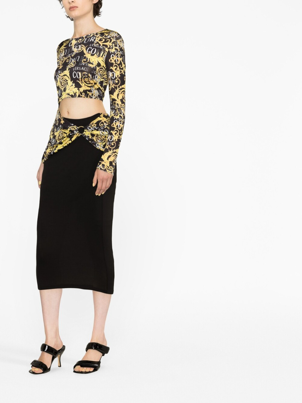 versace cut out dress VERSACE Mini Dress Runway Cutout Lace Panels size IT 42 from S/S 2013