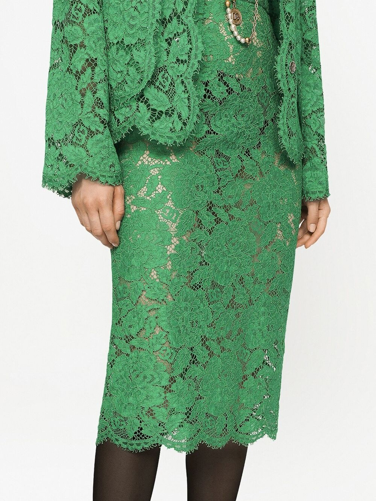 dark green flower girl dress Dolce & Gabbana Lace Contrast Bodycon Ruched Dress Green Black