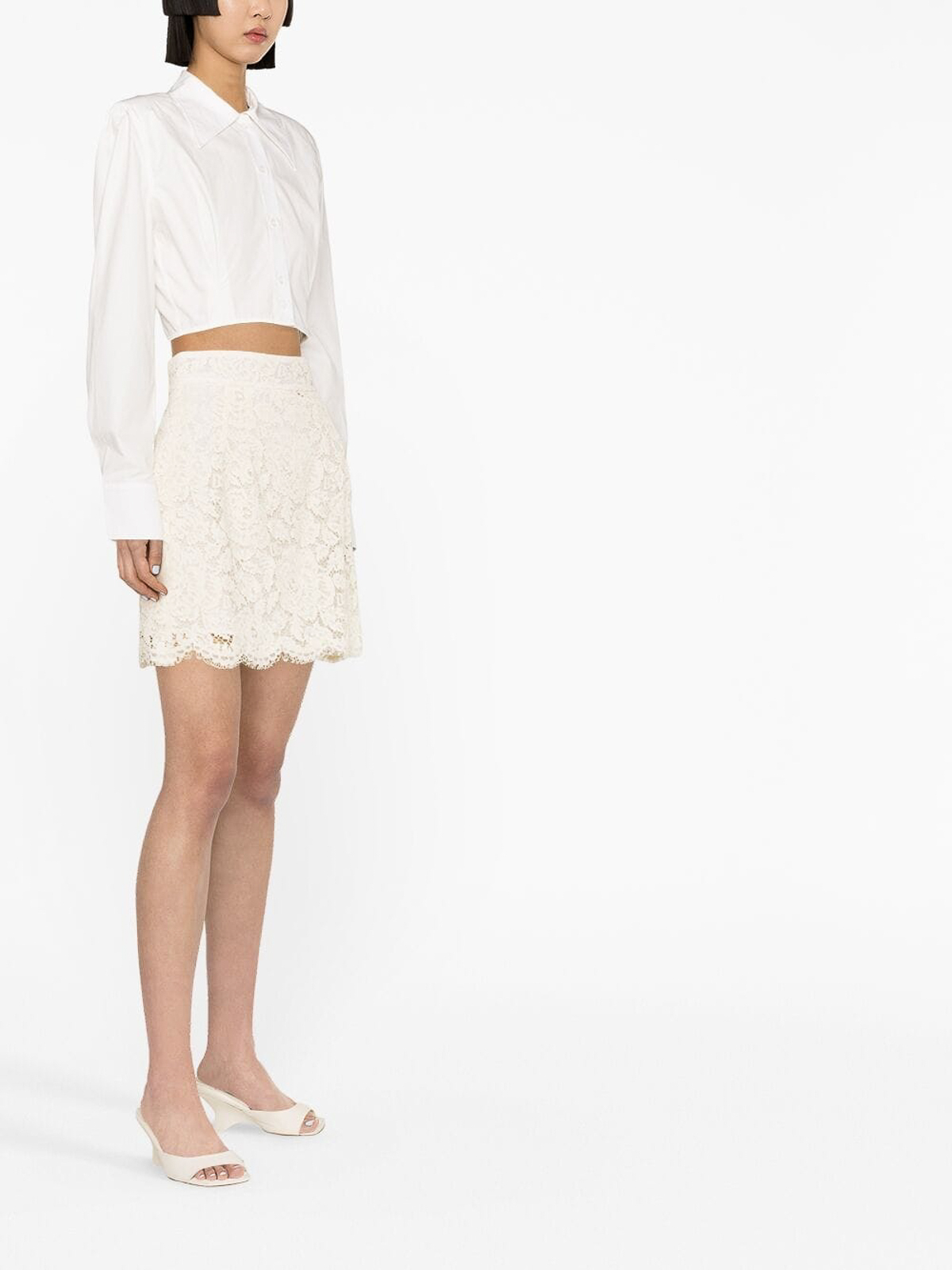 Shop Dolce & Gabbana Floral-lace Miniskirt In White