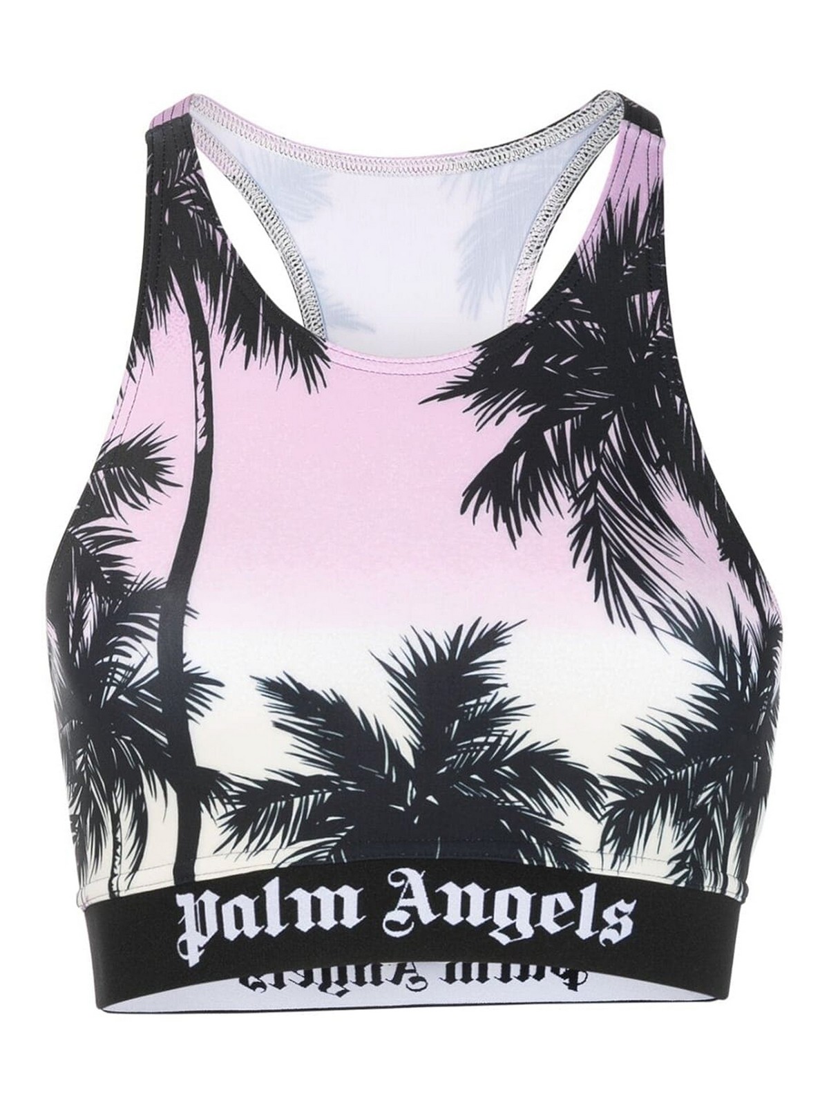 Palm Angels Palm Tree-print Crop Top In Purple