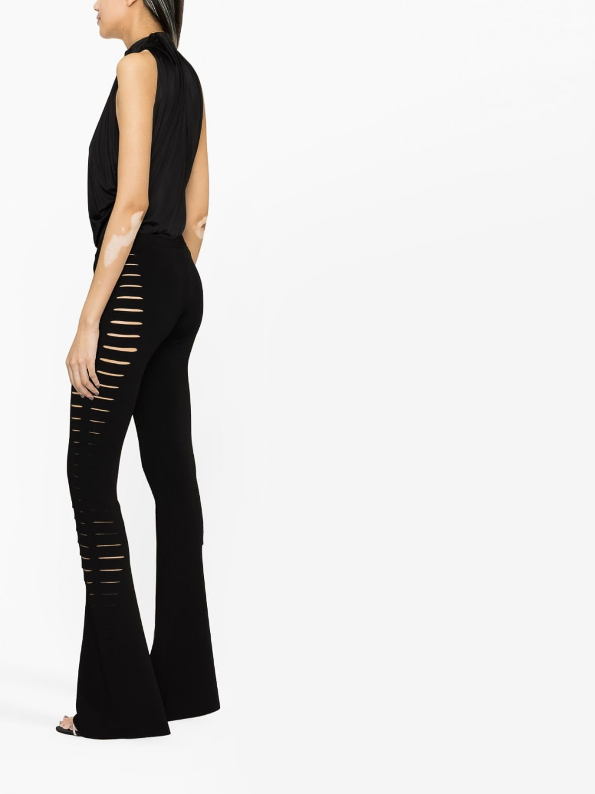 Shop Versace Cut-out Halterneck Top In Black