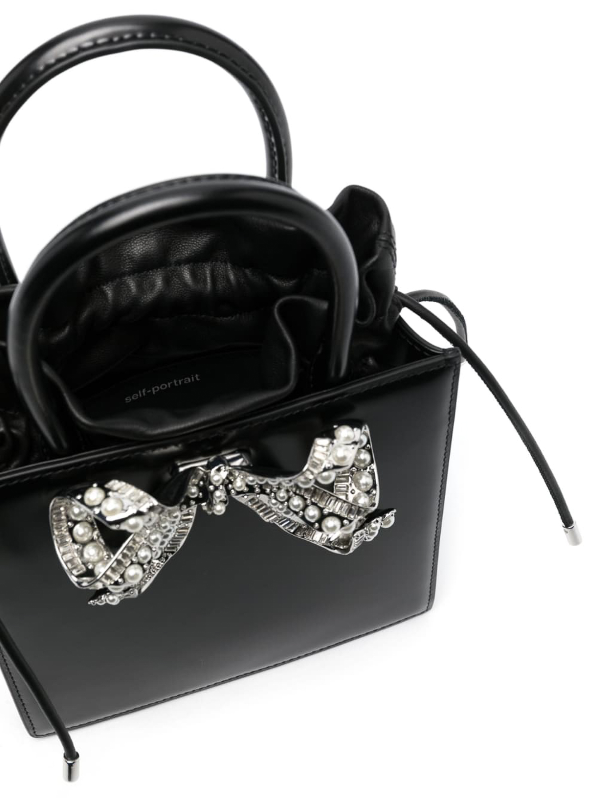 Self Portrait Mini bow tote bag - Black - Women | SS23309BBLK