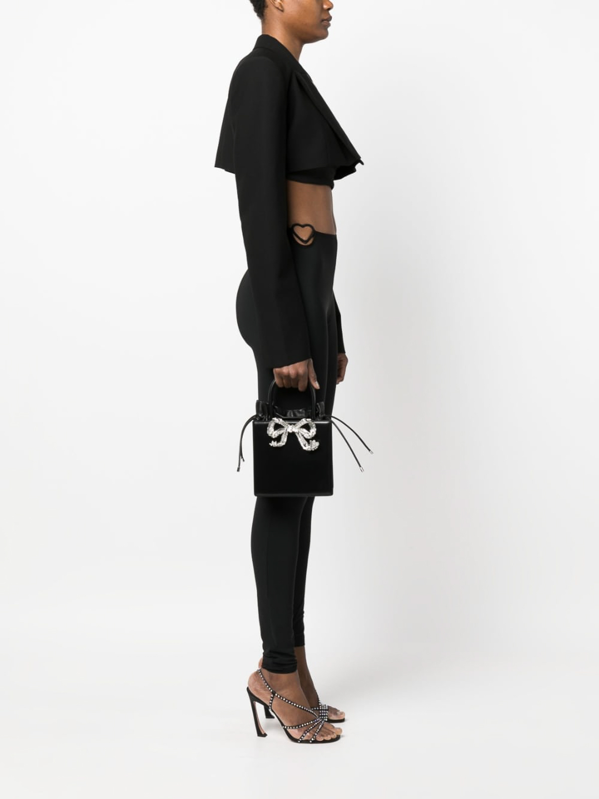 Self Portrait Mini bow tote bag - Black - Women | SS23309BBLK