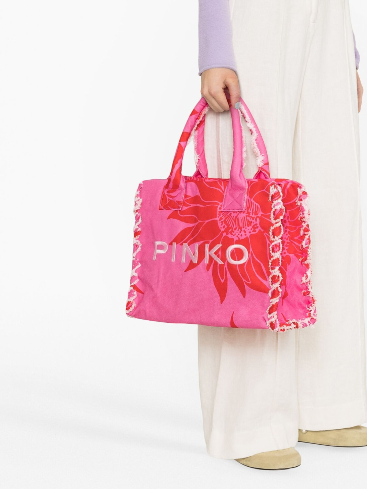 Shop Pinko Beach Tote Bag In Red