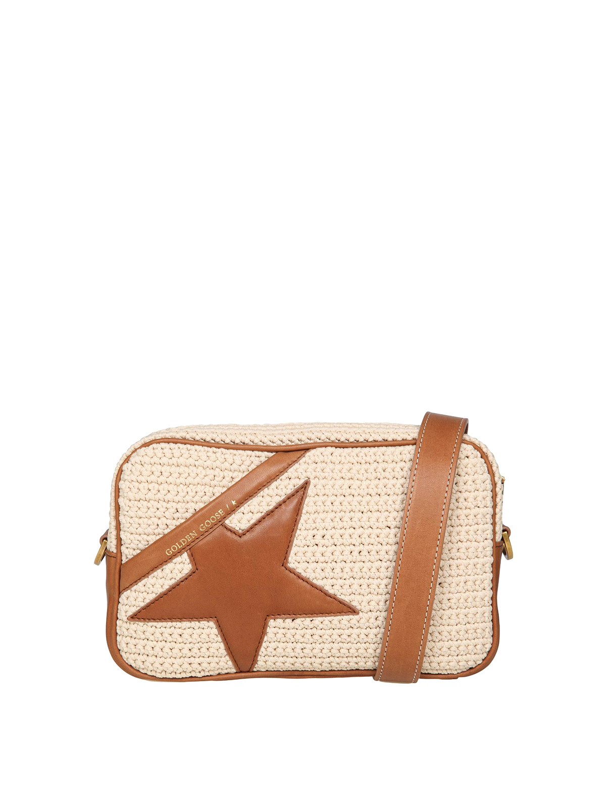 Shop Golden Goose Star Bag In Crochet In Beige