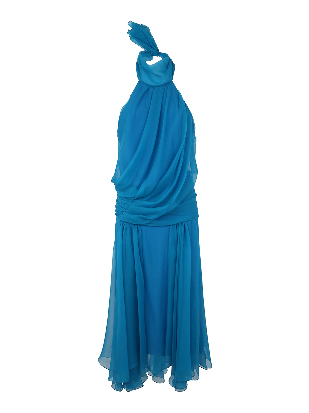 Shop Alberta Ferretti Sleeveless High Neck Midi Dress In Azul