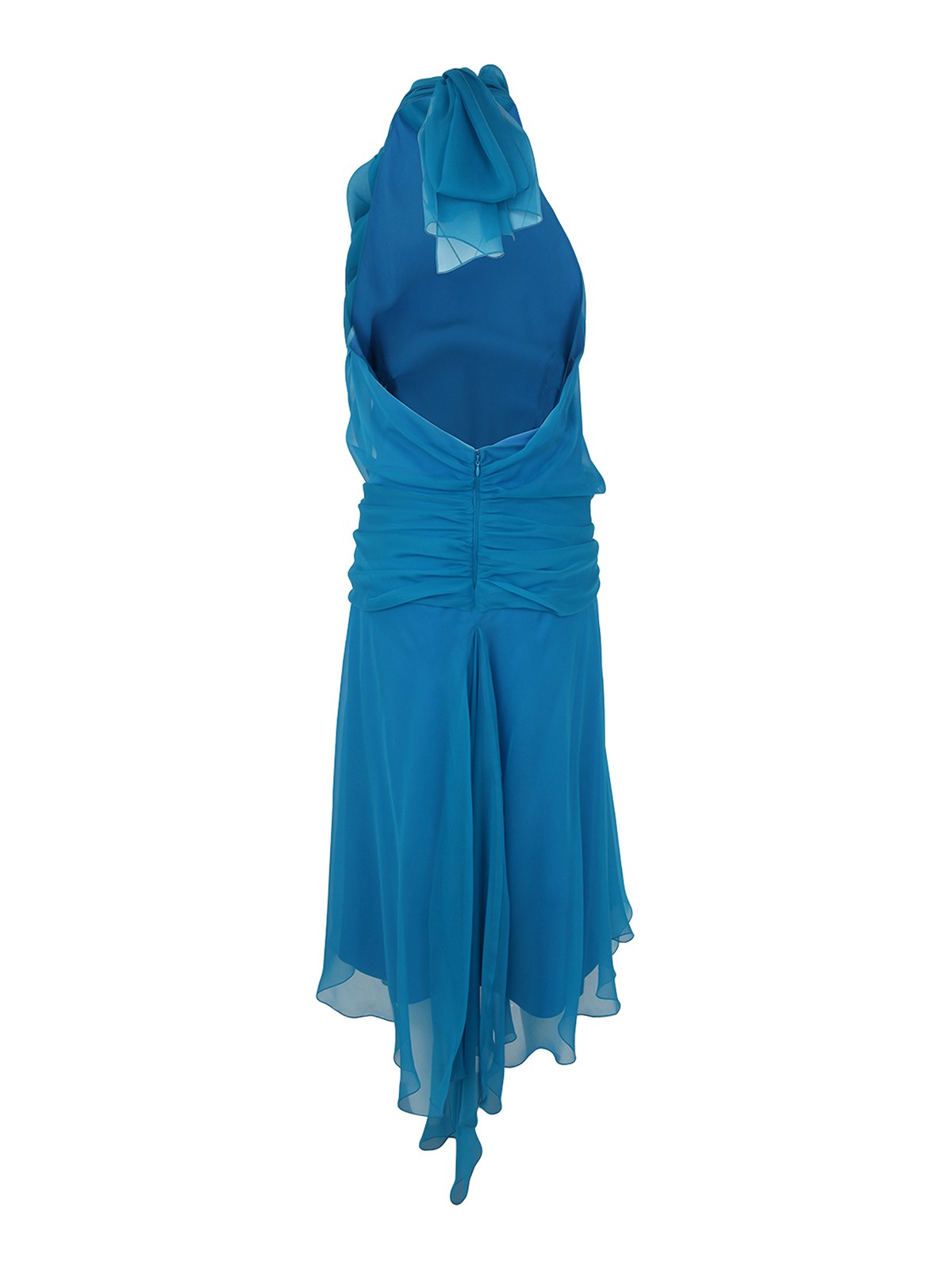 Shop Alberta Ferretti Sleeveless High Neck Midi Dress In Azul