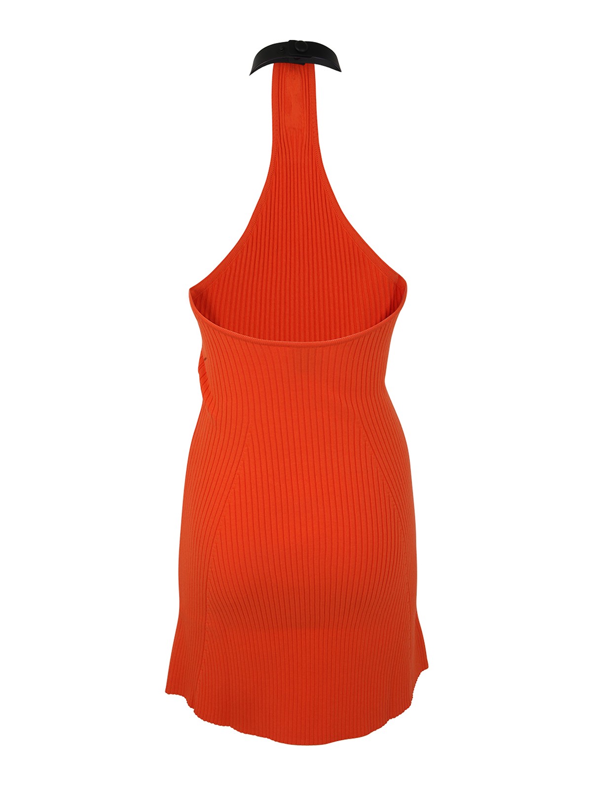 Shop Courrèges Mini Choker Rib Knit Dress In Orange