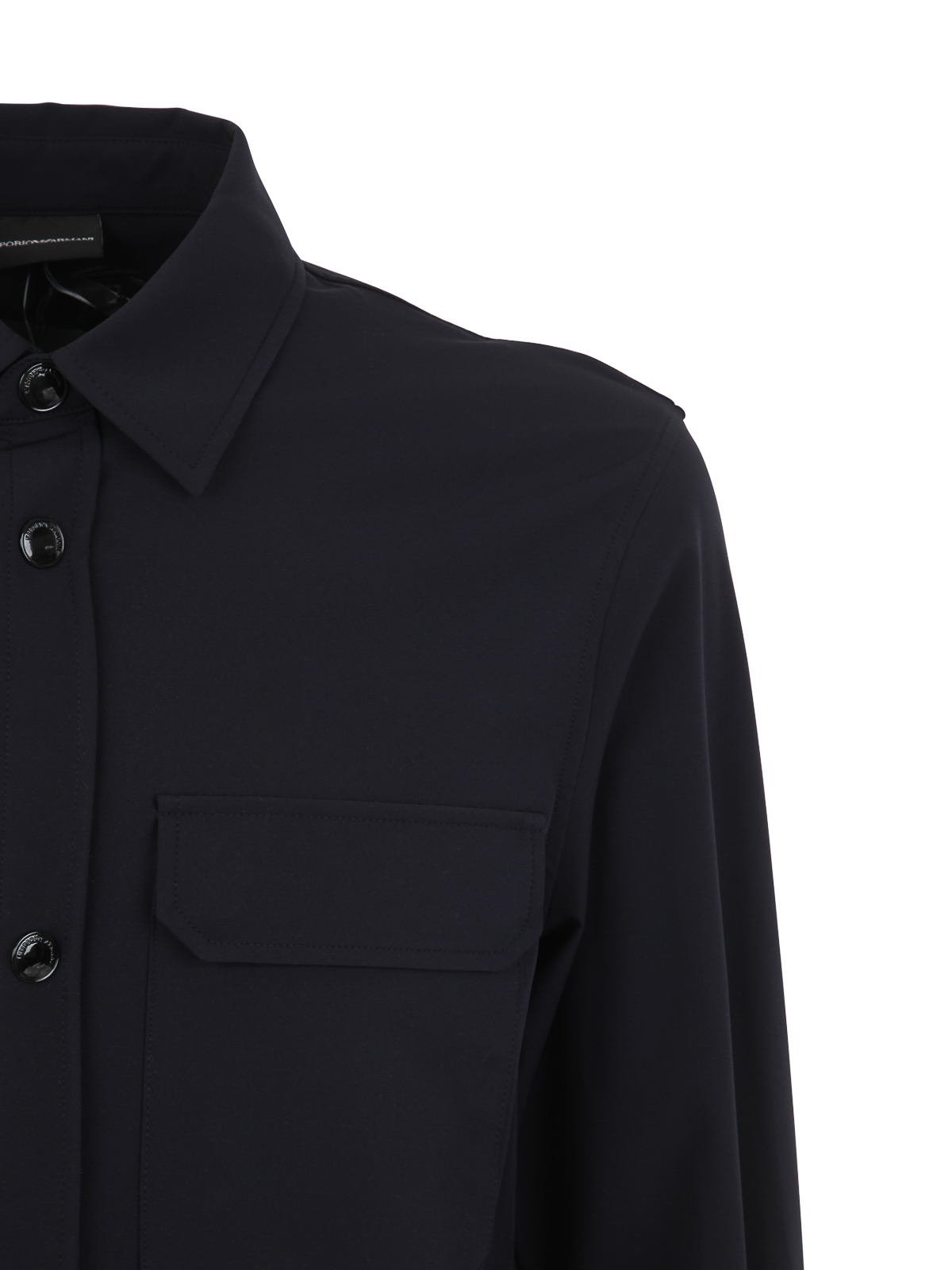 Shop Emporio Armani Classic Shirt With Pocket In Blue