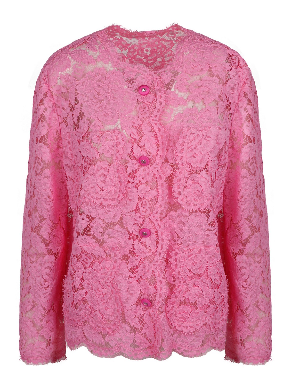 Dolce & Gabbana Single-breasted Jacket In Lace In Pink