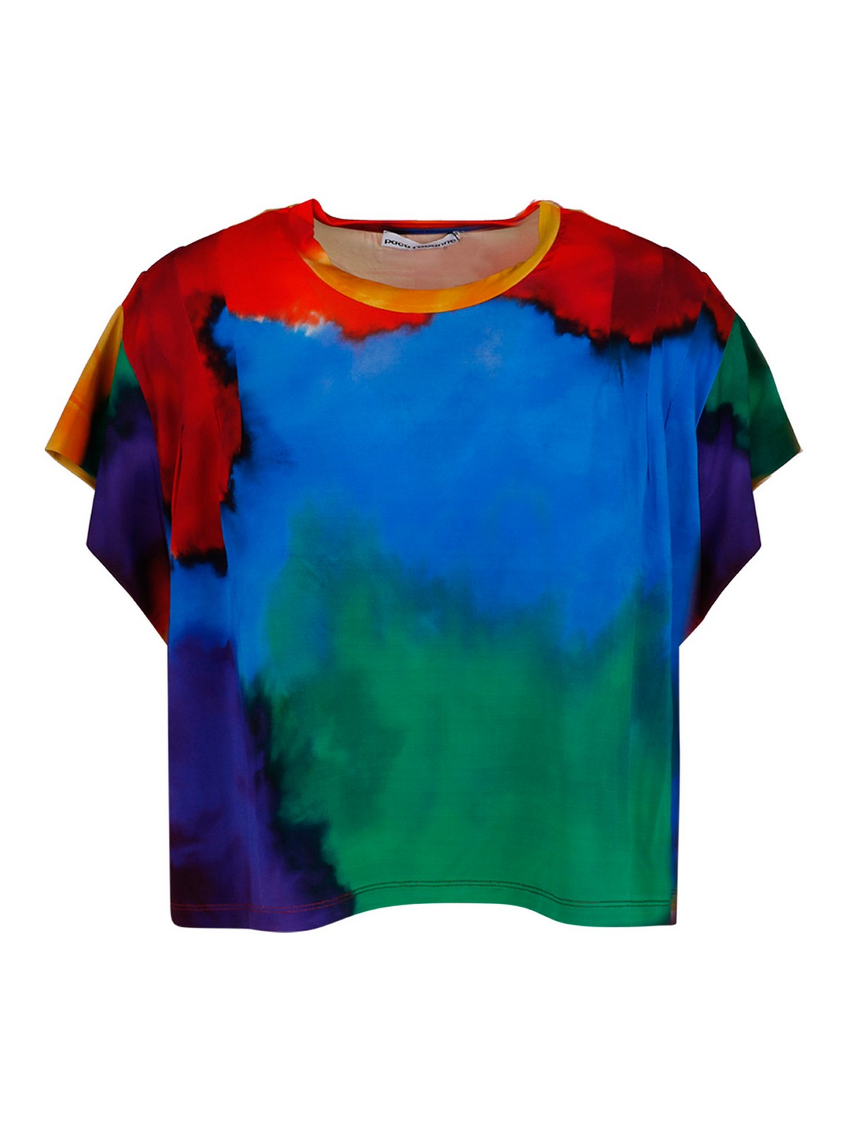 Paco Rabanne Tie Dye Patterned Crew Neck T-shirt In Multicolour