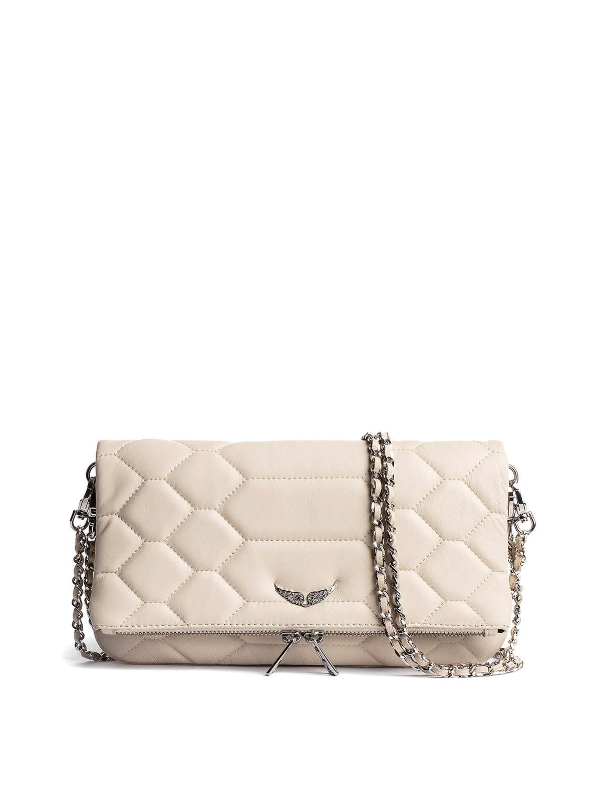 Zadig & Voltaire Rocky Snakeskin-print Leather Cross-body Bag In White