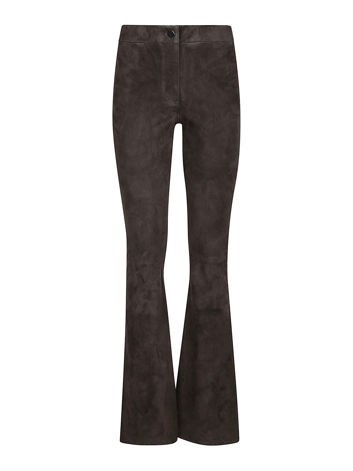 Arma Leather Bootcut Pants In Grey