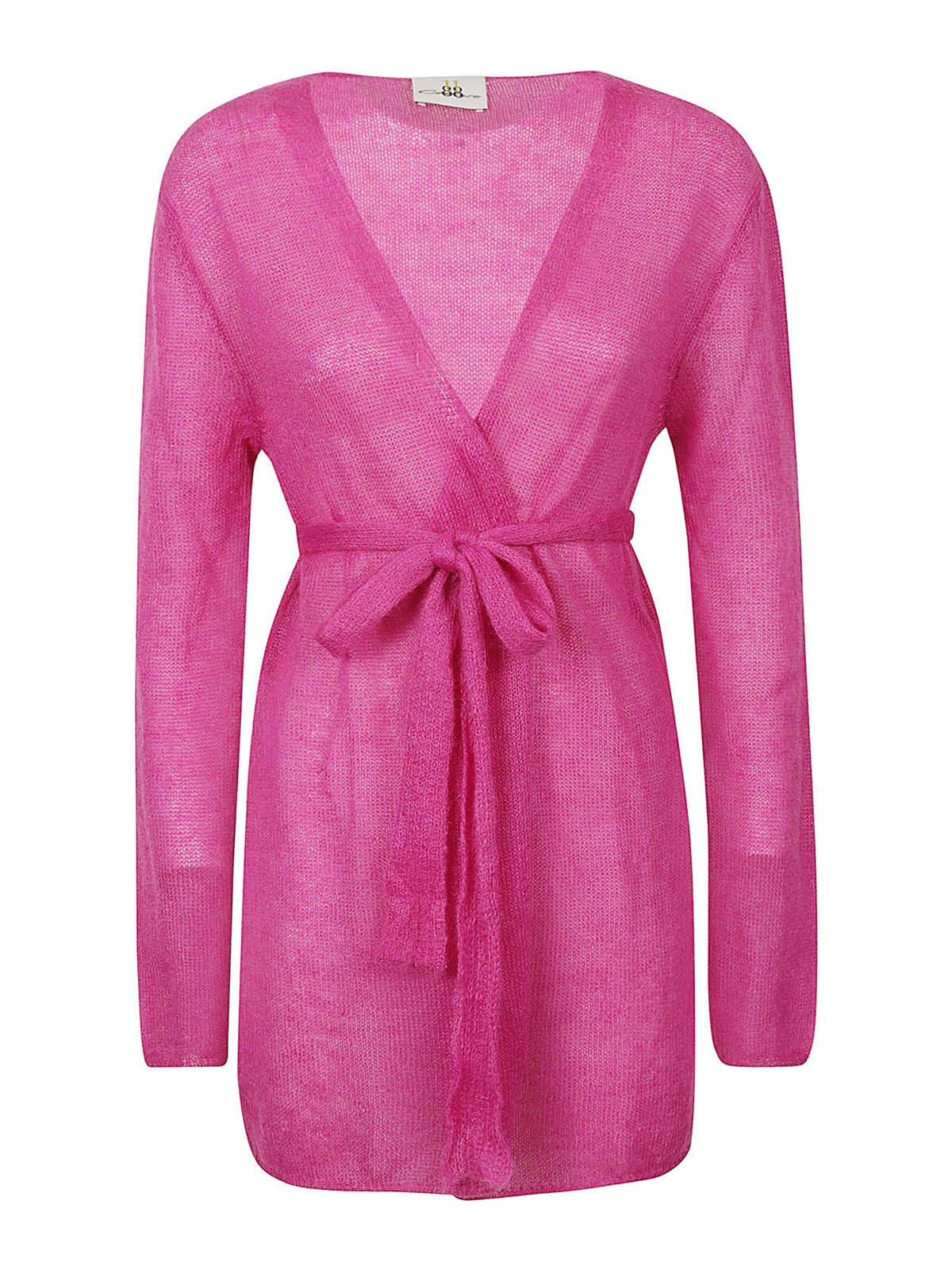 Eleven88 Long Mohair Blend Cardigan In Pink