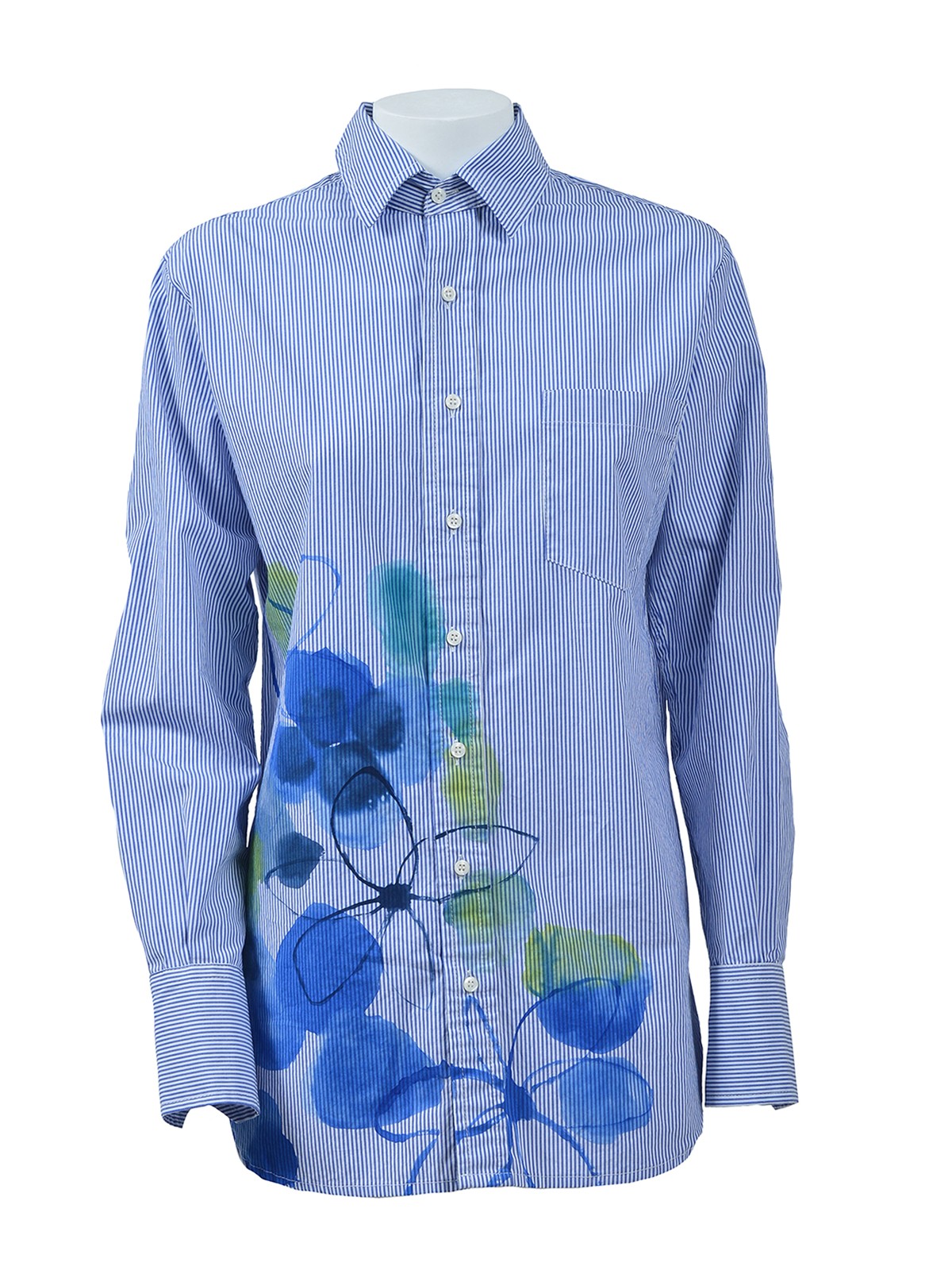 Eleven88 Hand-painted Cotton Shirt In Azul Claro