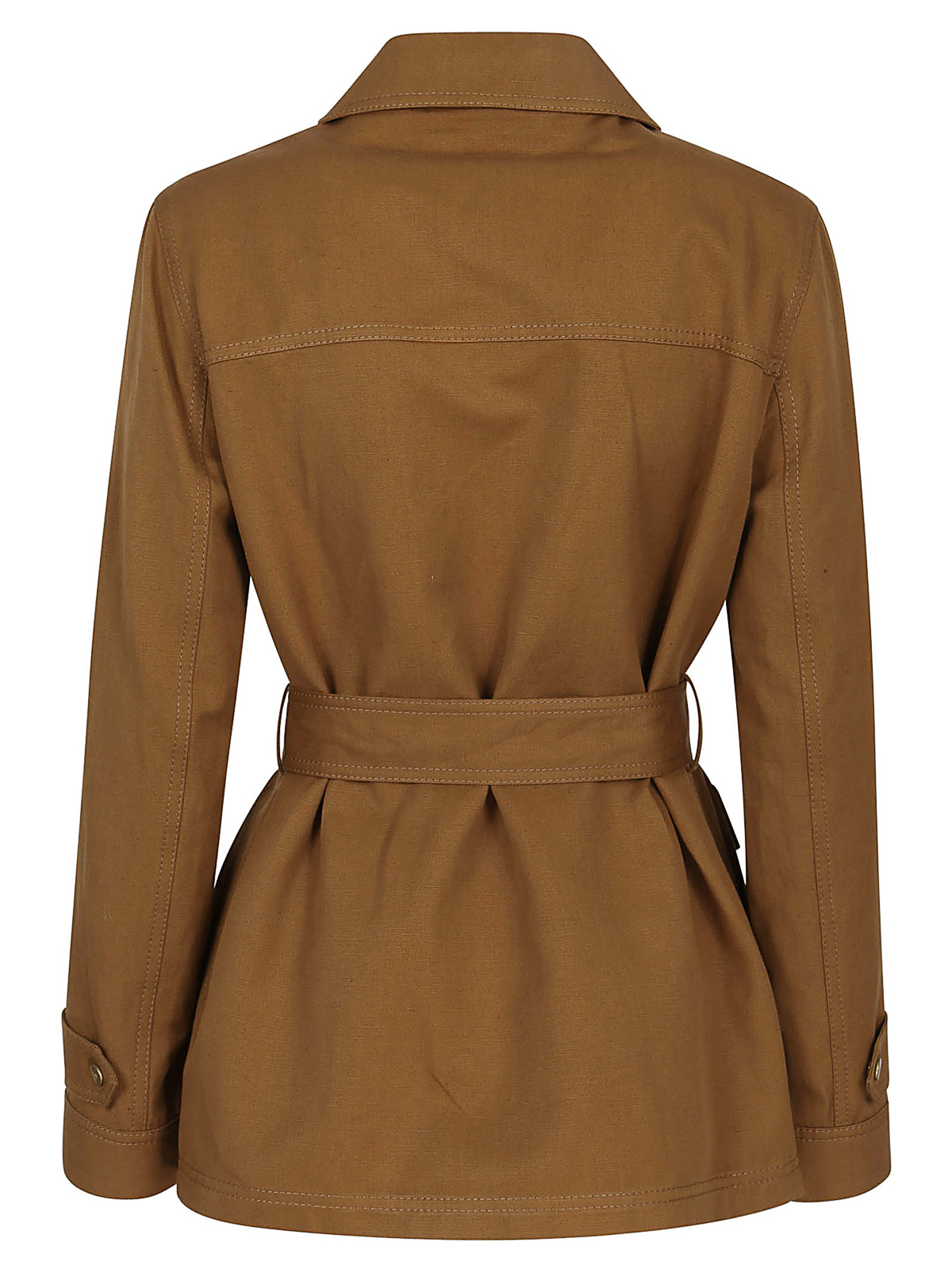 Shop Fay Shirt Style Belted Coat In Marrón