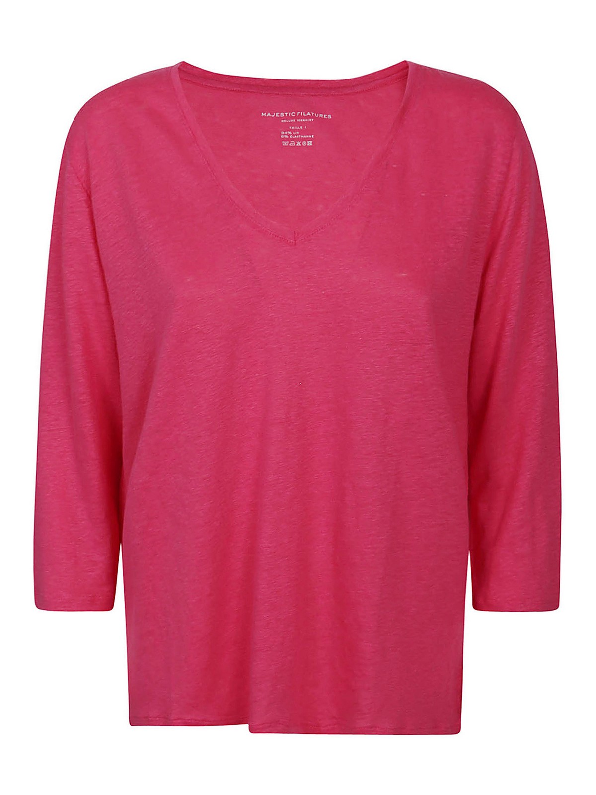 Shop Majestic Linen T-shirt In Fuchsia