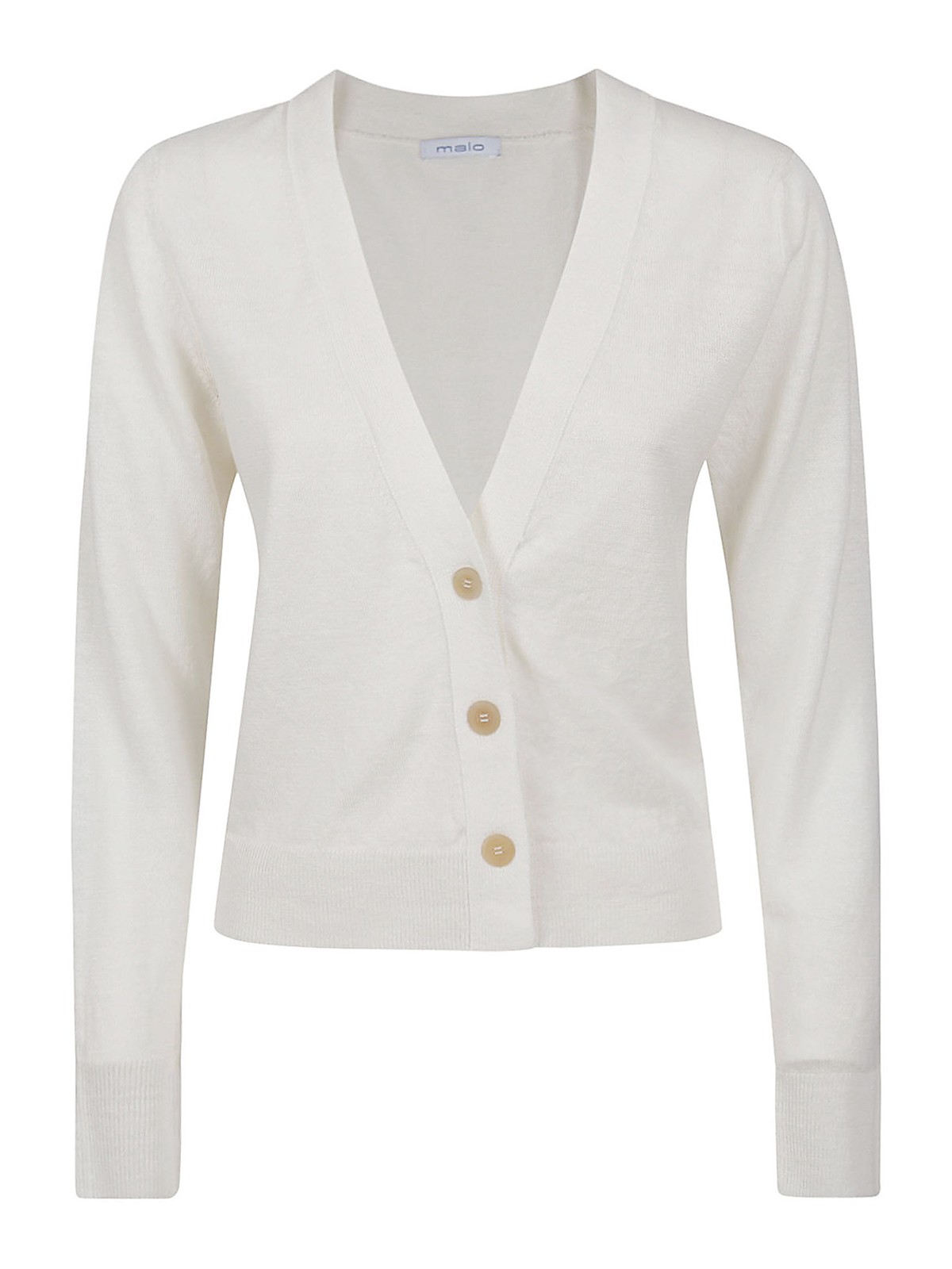 Malo Short Three-button Cardigan In White