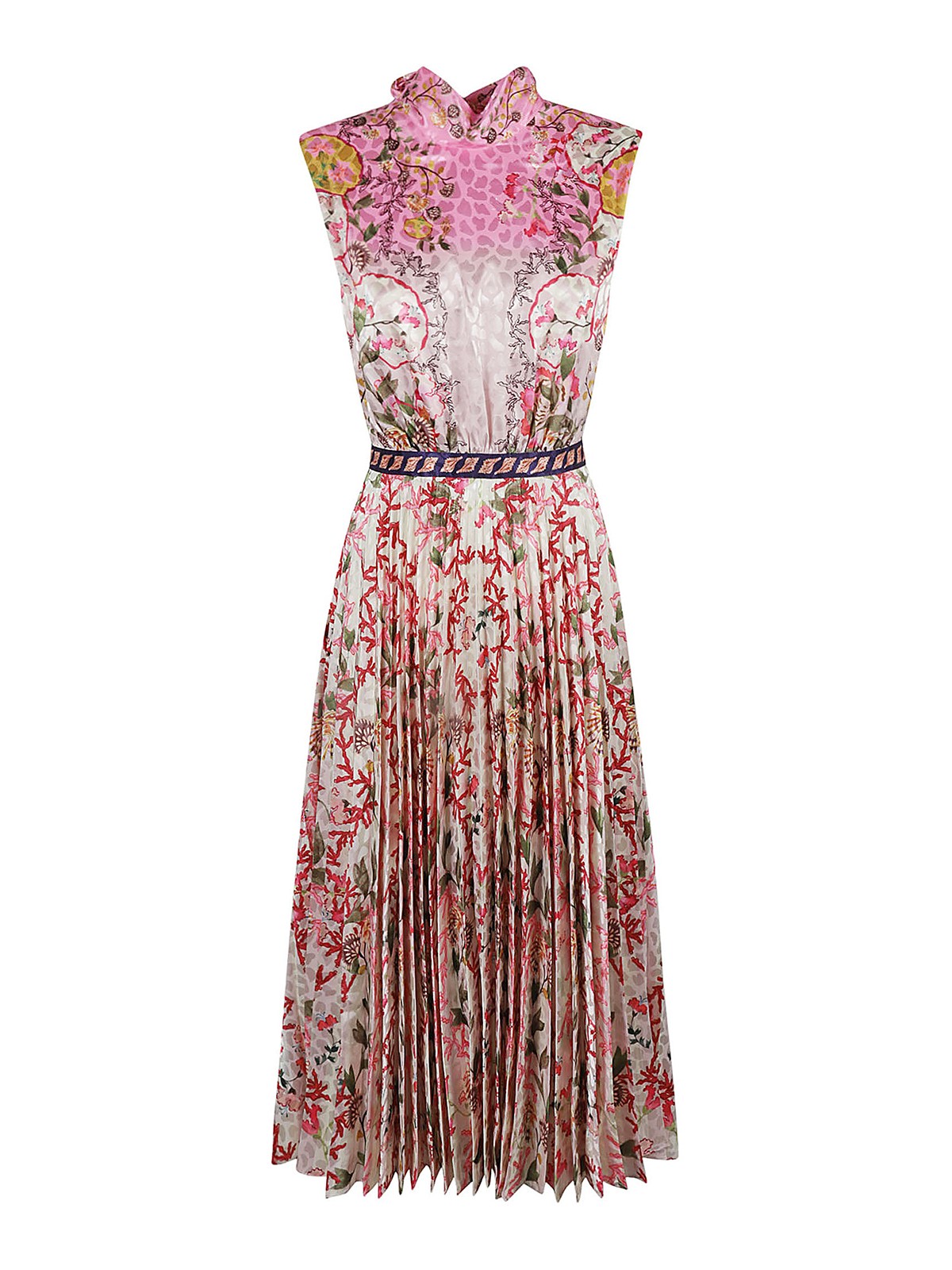 Saloni Long Dress With Pleats In Multicolour