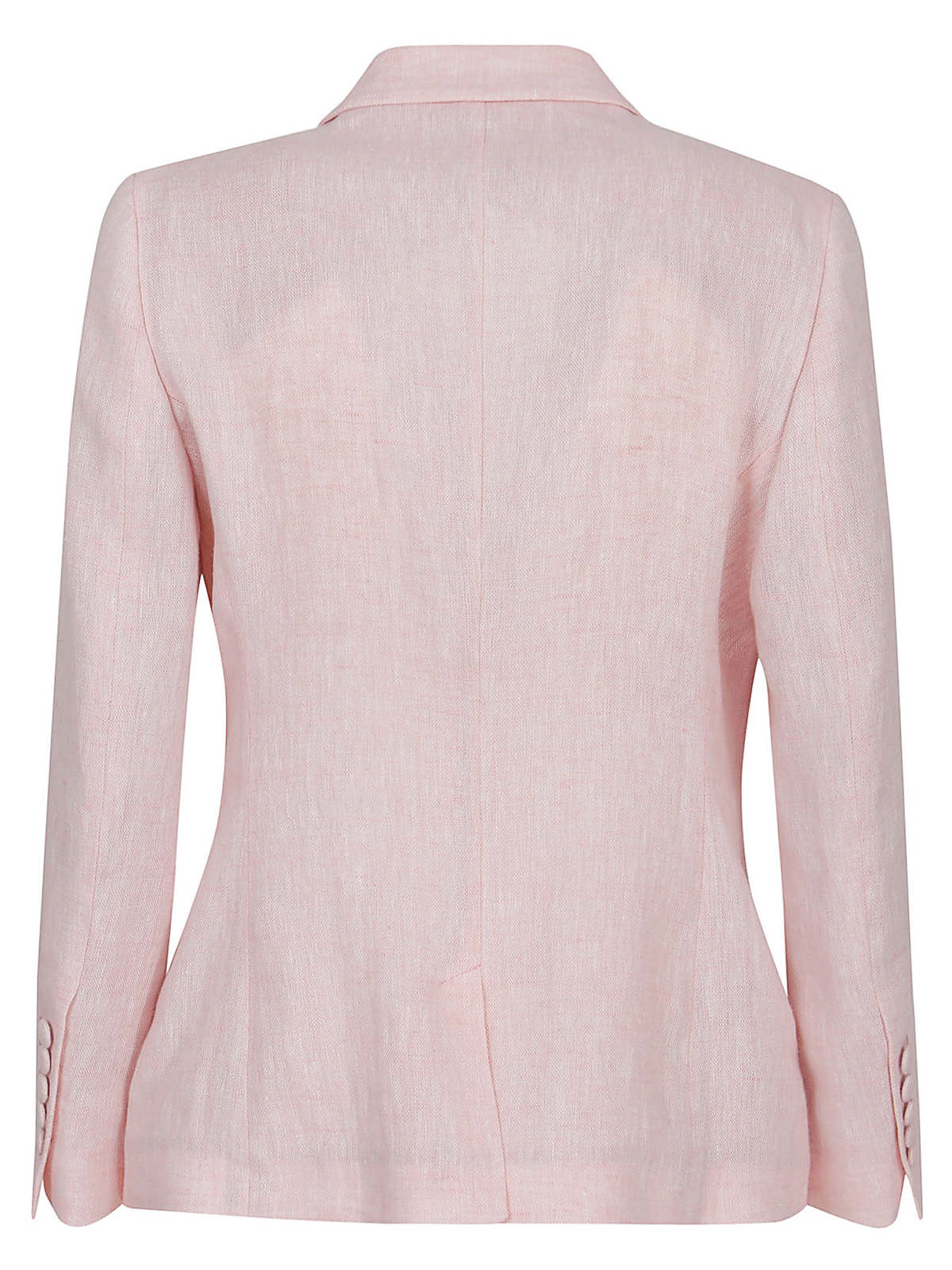 Shop Saulina Linen Double-breasted Blazer In Pink