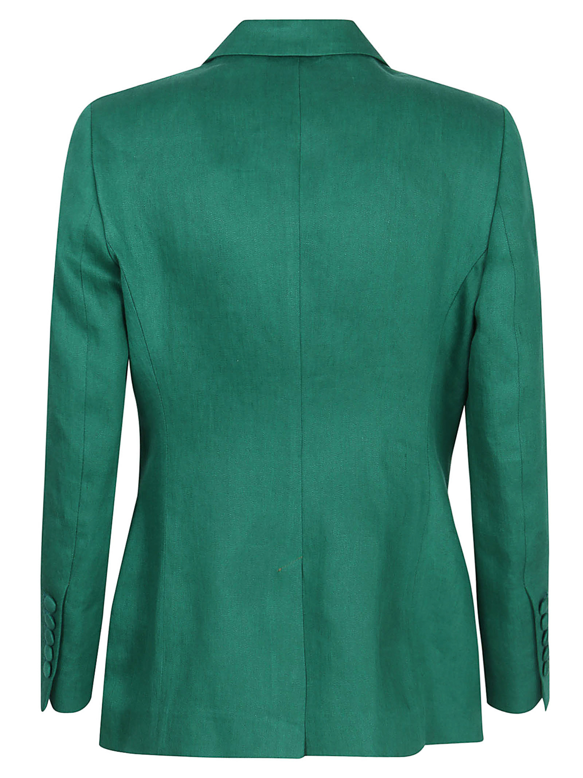 Shop Saulina Linen Double-breasted Blazer In Green