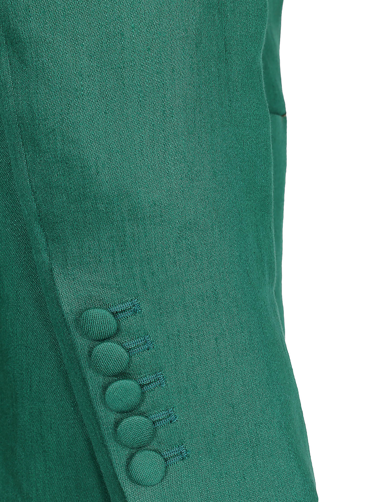 Shop Saulina Linen Double-breasted Blazer In Green
