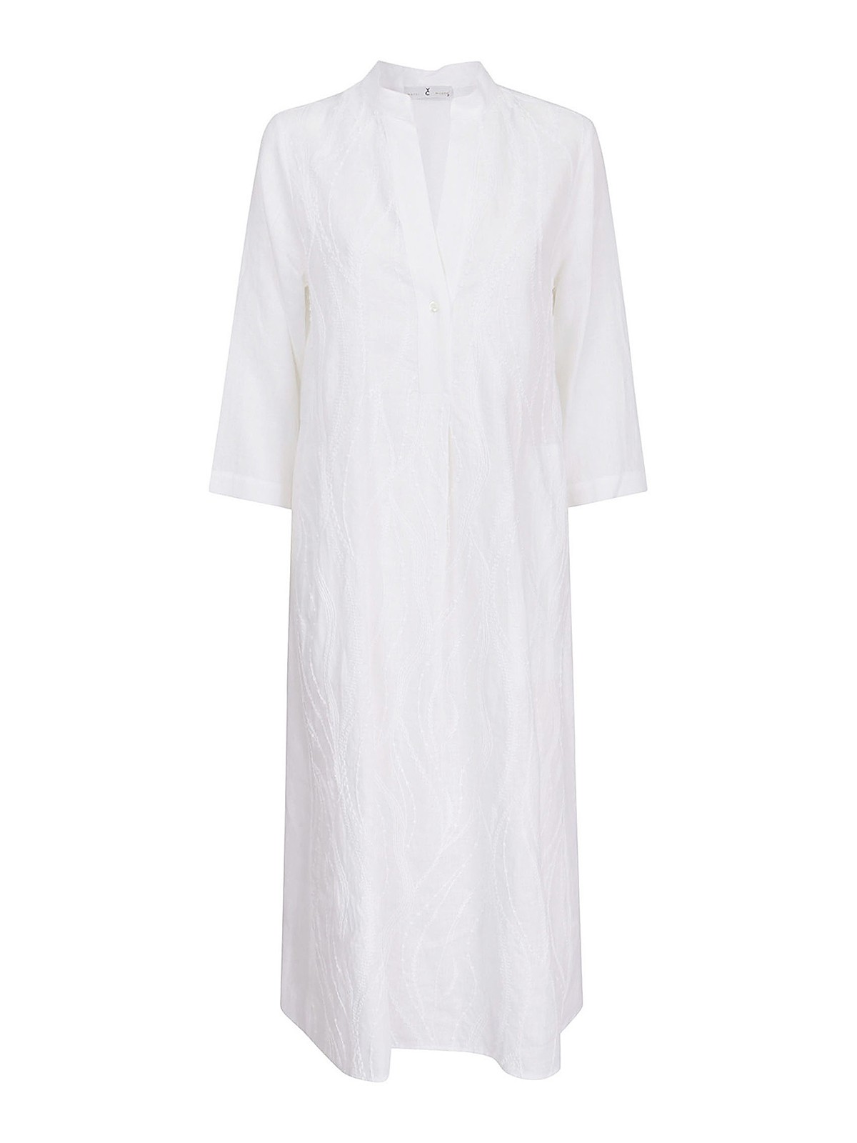 Whyci Linen Long Dress In Blanco