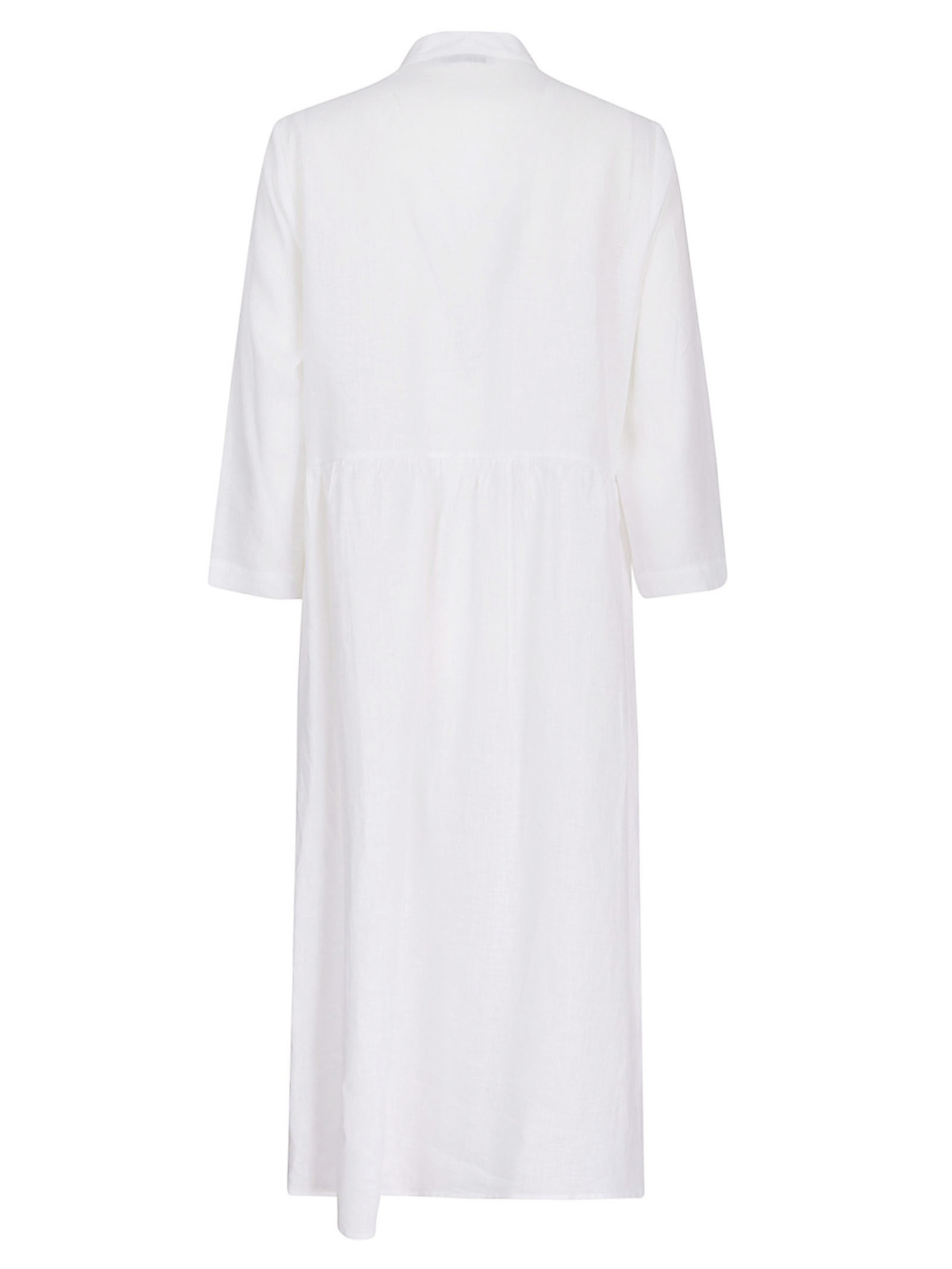 Shop Whyci Linen Long Dress In Blanco