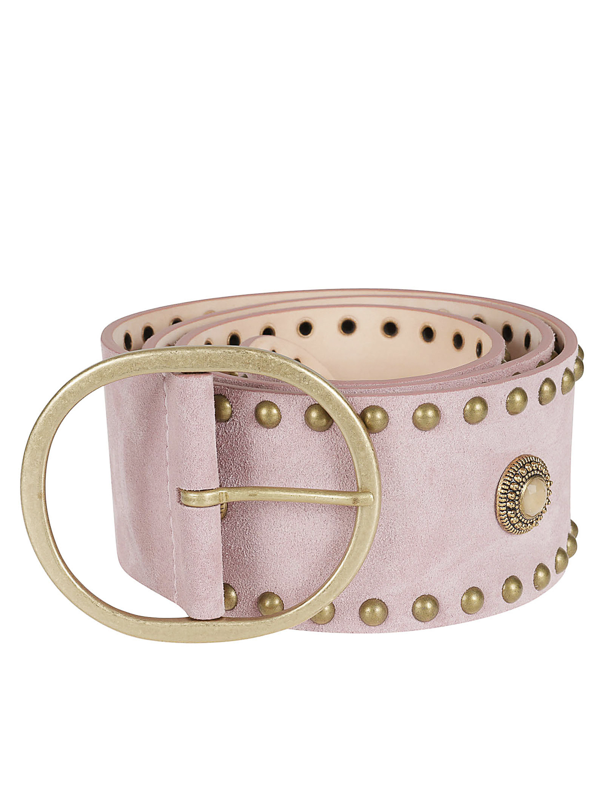 Shop Alessia Zamattio Studded Leather Belt In Rosado
