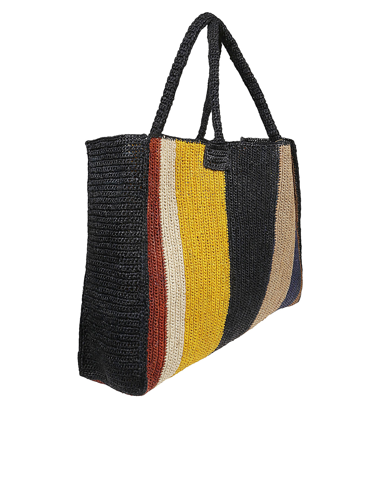 Tory Burch Striped Raffia Tote in Metallic