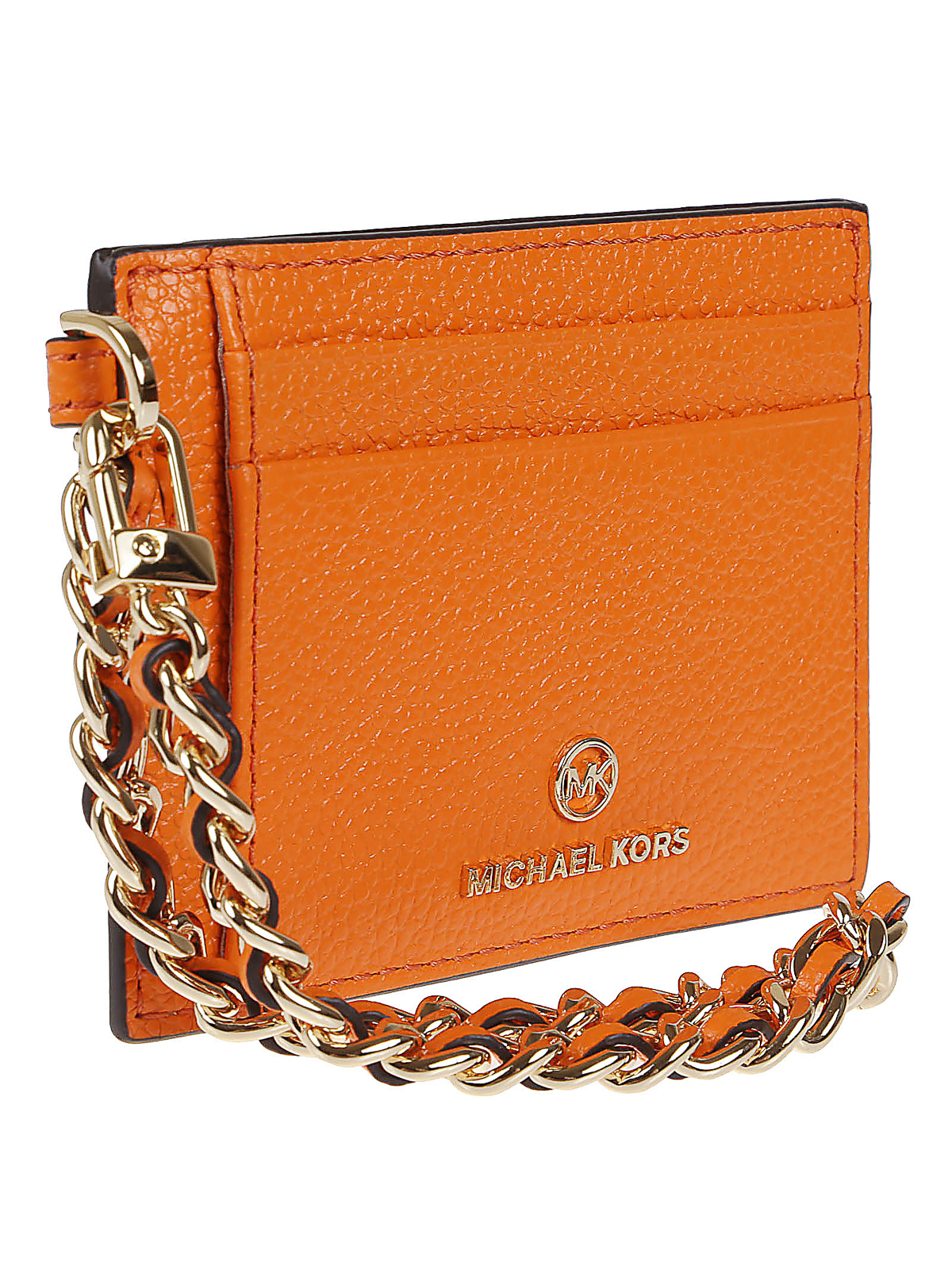 Shop Michael Kors Grained Leather Wallet In Light Orange